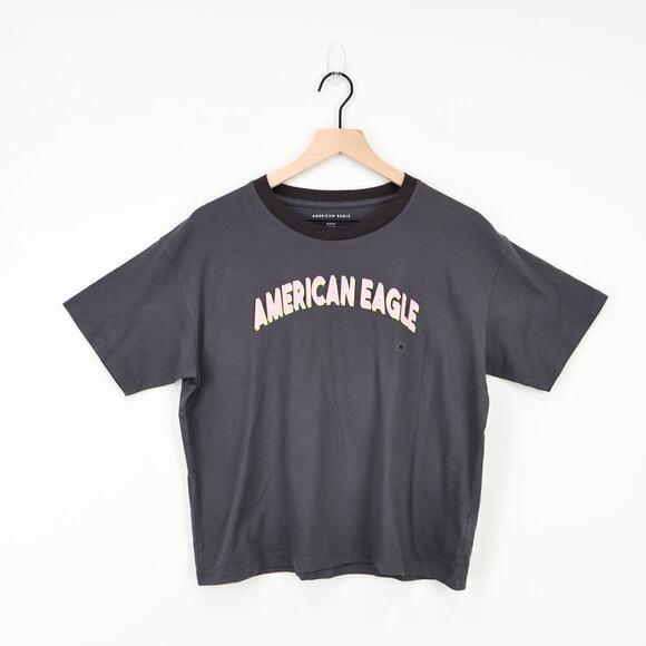 American Eagle Cropped Oversized Graphic Tee Size M NWT - Picture 1 of 3